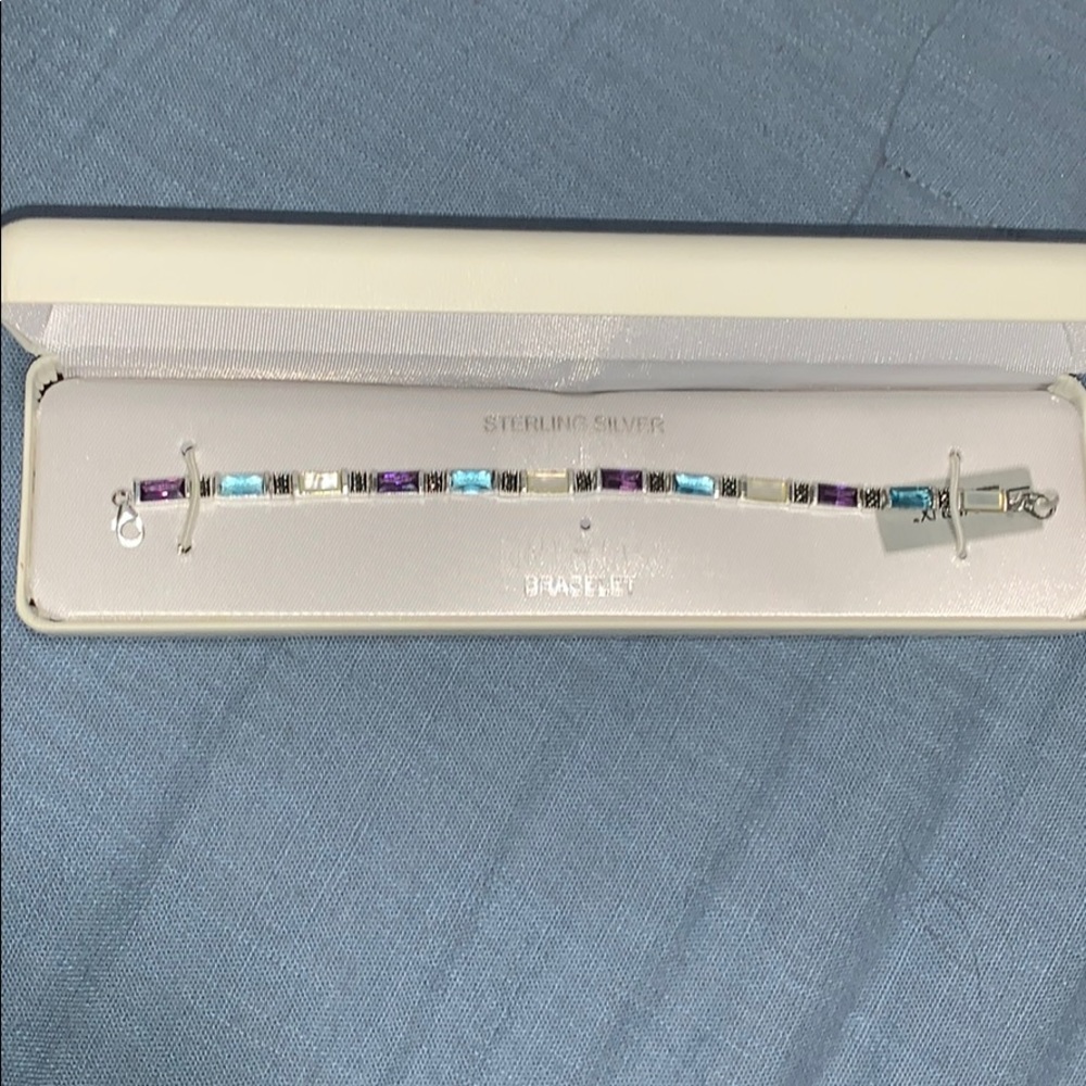 Sterling silver purple & blue bracelet